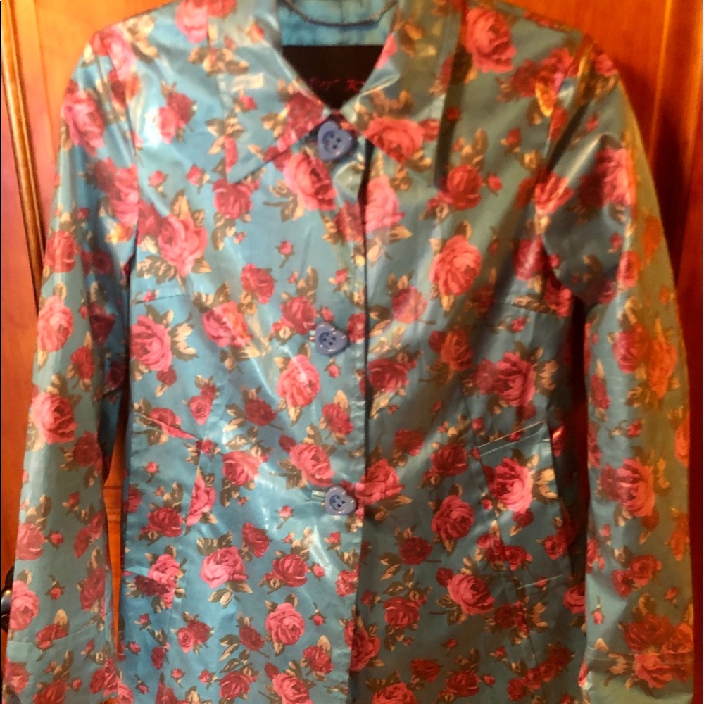 Betsy Johnson floral raincoat